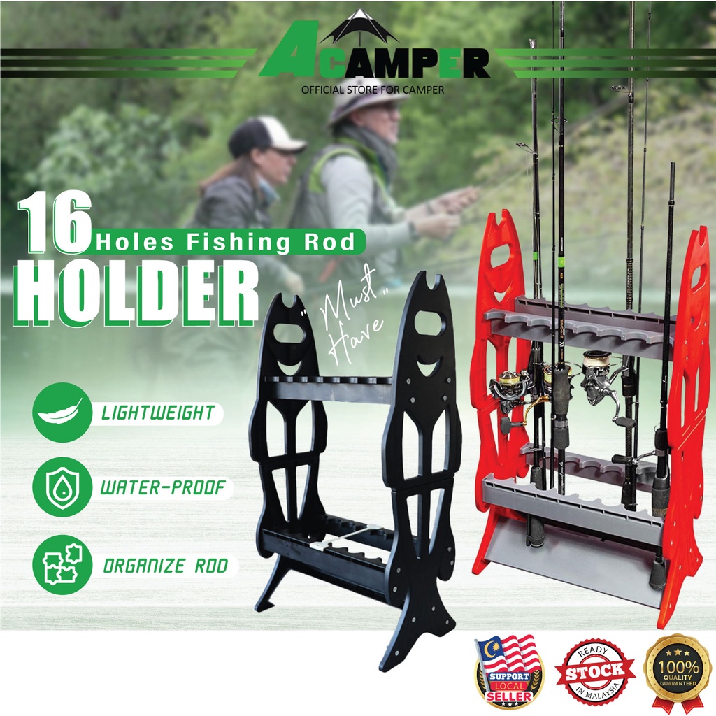 16 Holes Fishing Rod Holder Stand Rack Fishing Tool Equipment ...