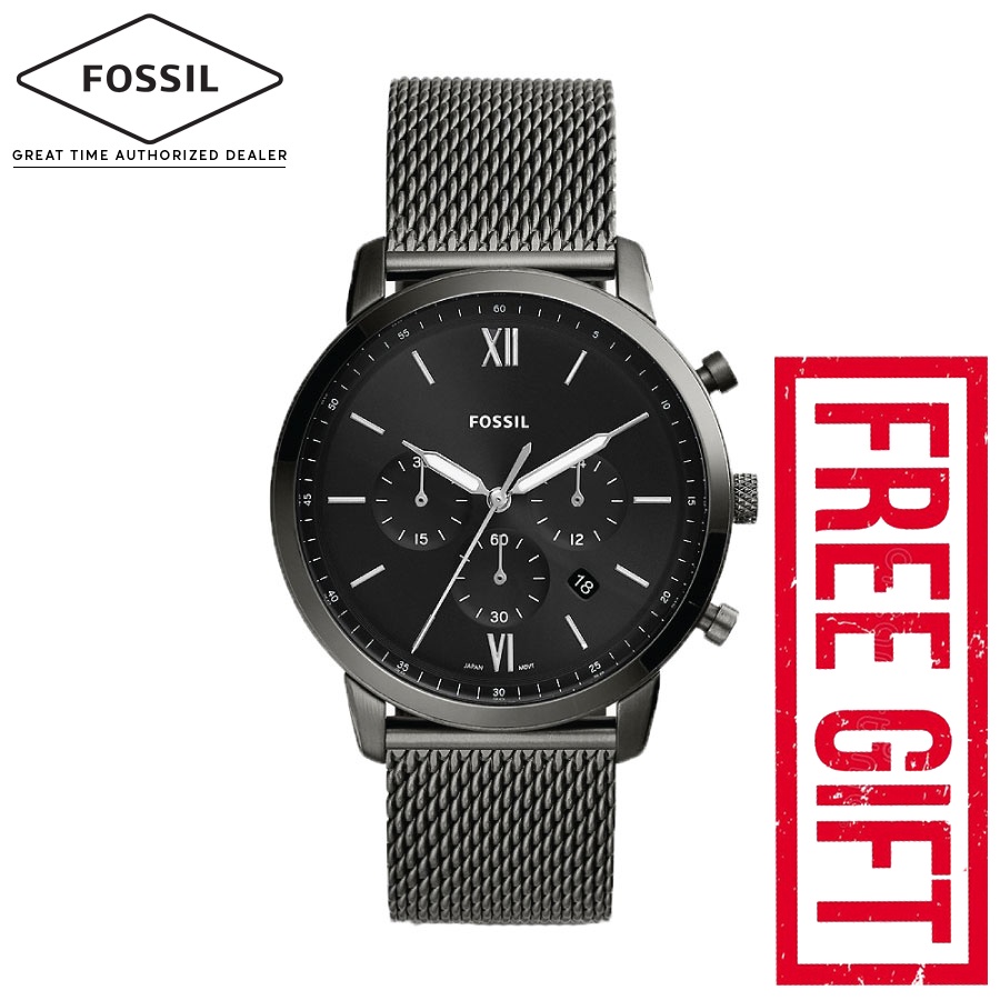 Fossil FS5699 Men's Neutra Chronograph Smoke Stainless Steel Mesh Watch ...