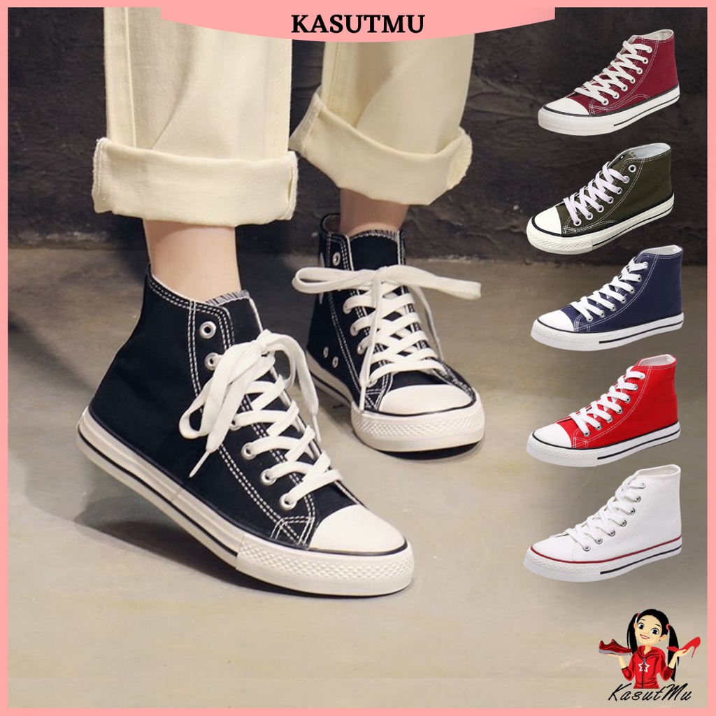 KASUTMU Korean Style Men Women Unisex High Top Casual Canvas Sneakers ...