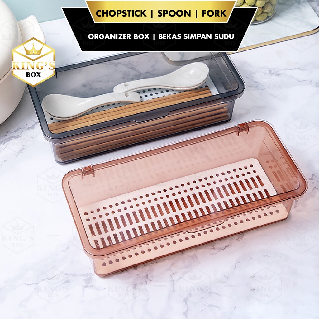 KGB Cutlery Or Utensil Storage Box With Lid and Drainer | Shopee Malaysia