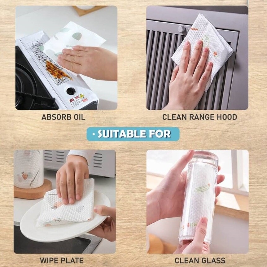 Lazy Rag Dry Washable Kitchen Towel Tissue Kitchen Wipes Dish Tisu ...