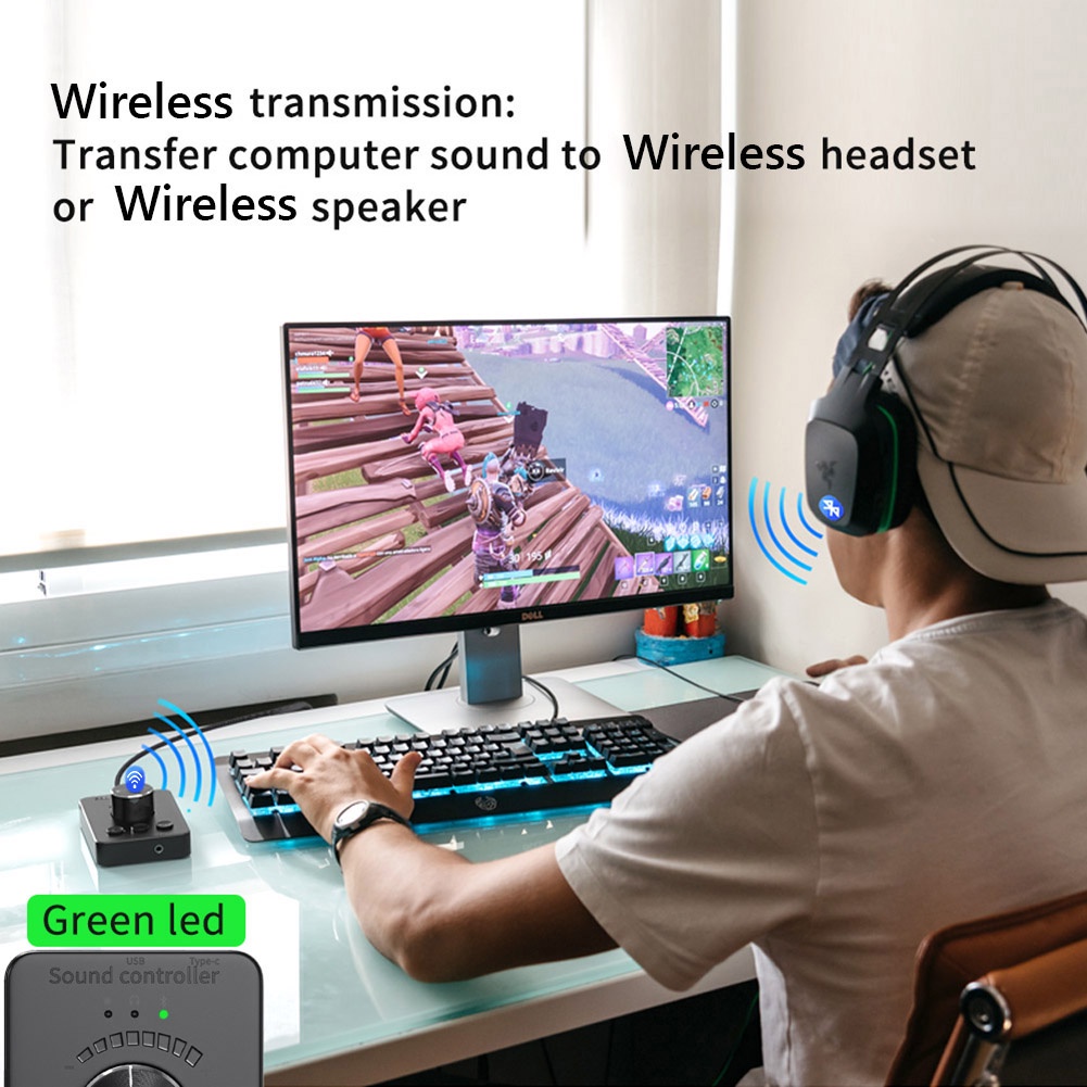 PC Wireless Headset Bluetooth Audio Adapter USB Computer Volume ...