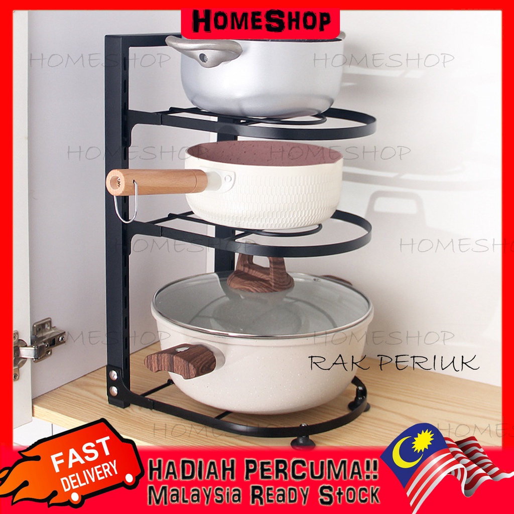 HomeShop Rak Bawah Sinki Rak Letak Barang Dapur Pot Rack Adjustable ...