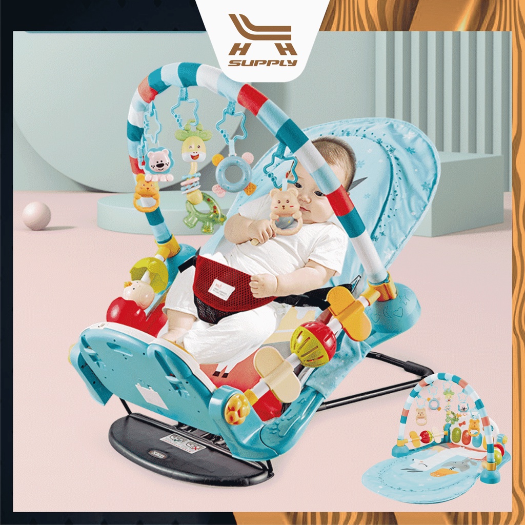 LH 2 IN 1 Baby Soft Play Mat + Craddle With Piano + Baby Rocking Chair ...