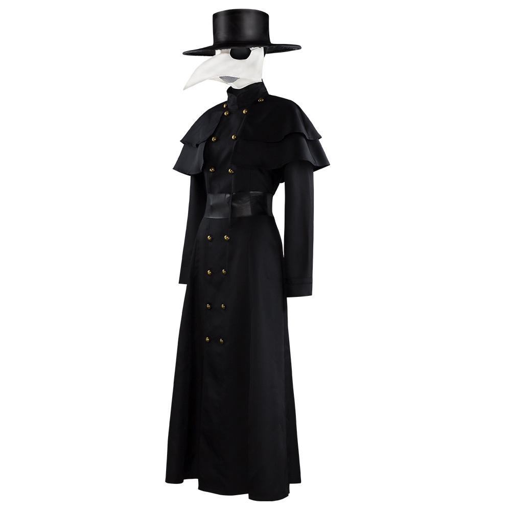 Halloween Medieval Hooded Robe Plague Doctor Costume Mask Hat for Men ...