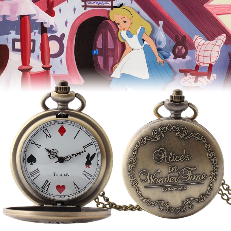 Alice Wonderland In Themed Pocket Watch Quartz Clock With Rabbit For ...