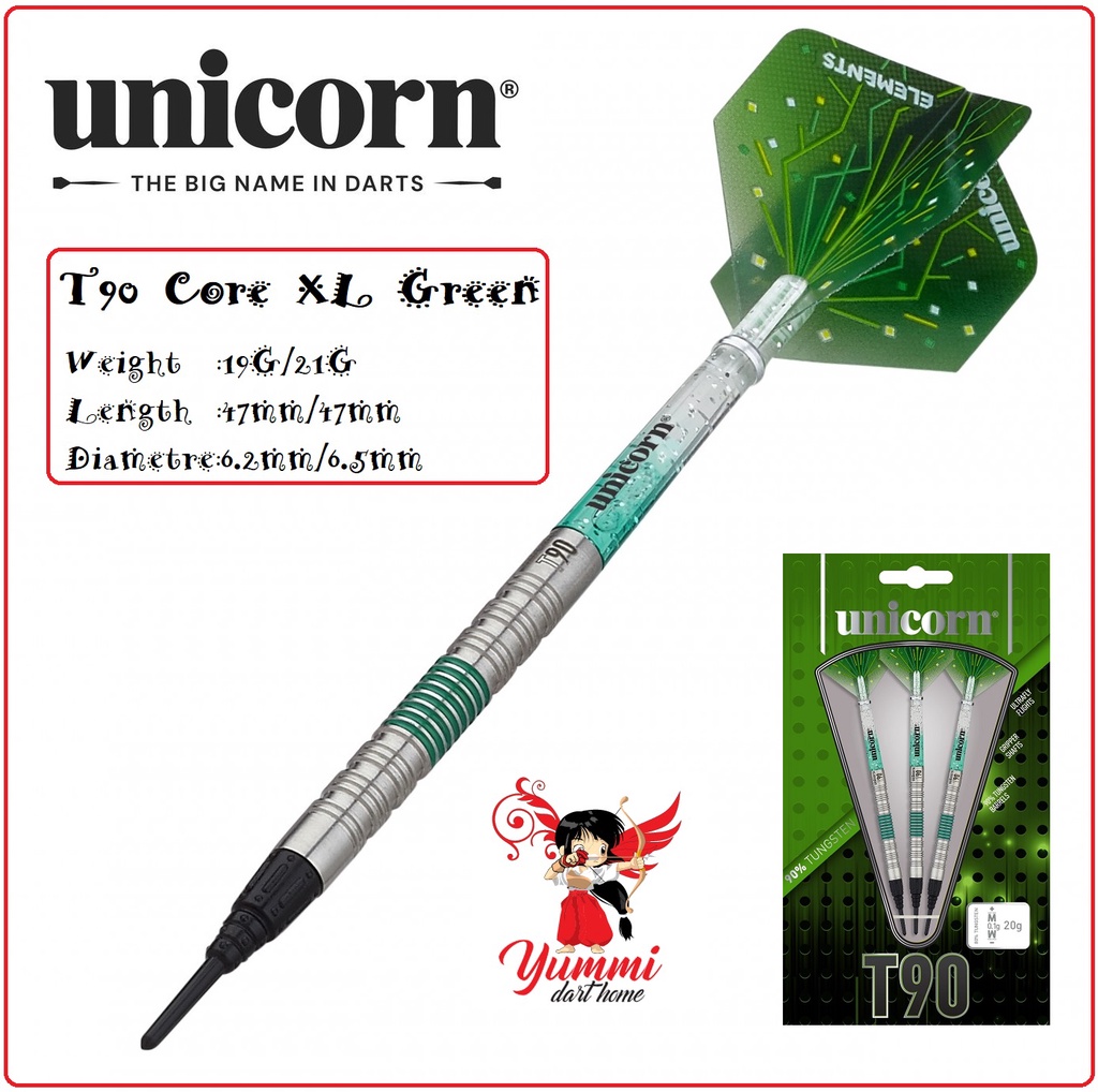 Unicorn Soft Tip dart T90 Core XL Green (19G & 21G) Shopee Malaysia