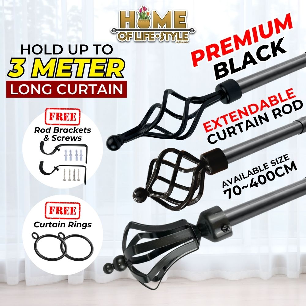 HOLS Extendable Curtain Rod Adjustable Curtain Rail Batang Besi Langsir