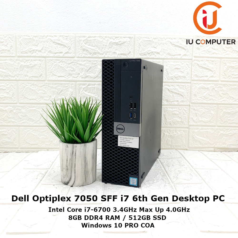 DELL OPTIPLEX 7050 SFF INTEL CORE I7-6700 8GB RAM 512GB SSD USED