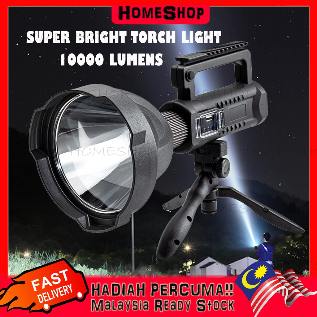 HomeShop LED Super Bright Torch Light 10000lumens Portable Rechargeable ...
