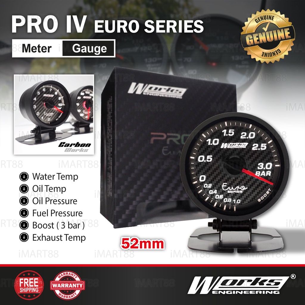 Works Engineering Pro IV (52mm) Euro Carbonetic Series Meter / Gauge ...