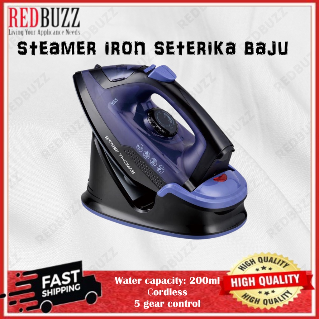 REDBUZZ Cordless Iron Steamer with Self Cleaning Descale Ceramic