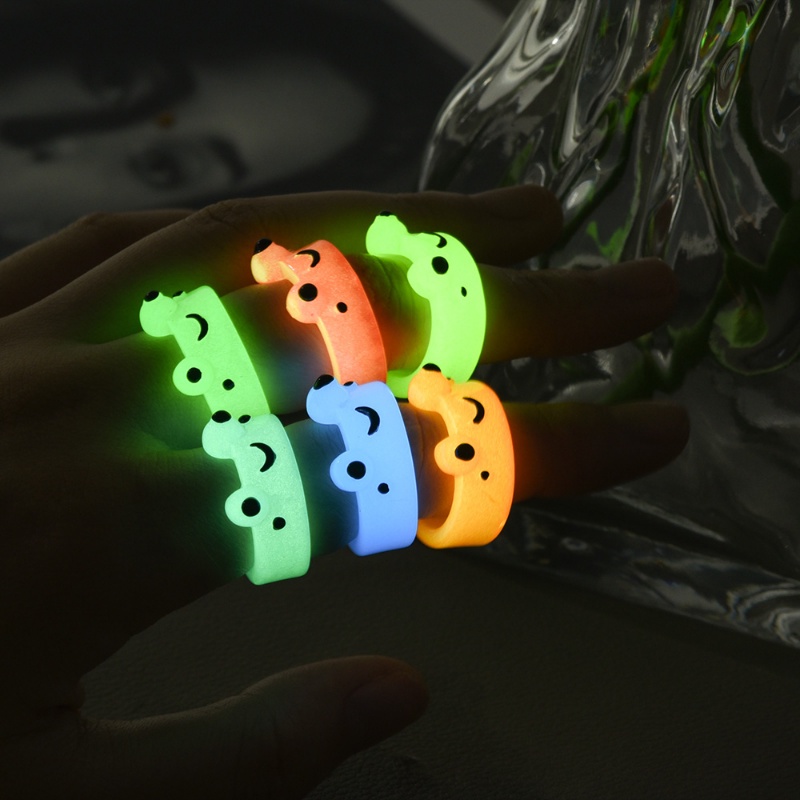 Cute Glowing Frog Rings Resin Finger Circlet Girls Kids Funny ...
