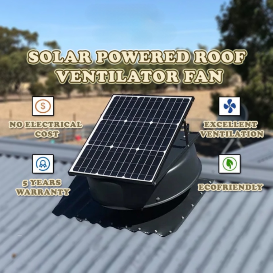 Solar Roof Ventilator 60Watt Solar Powered Roof Exhaust Fan Solar Thermal  Collector 太阳能散热器 - TE-REF