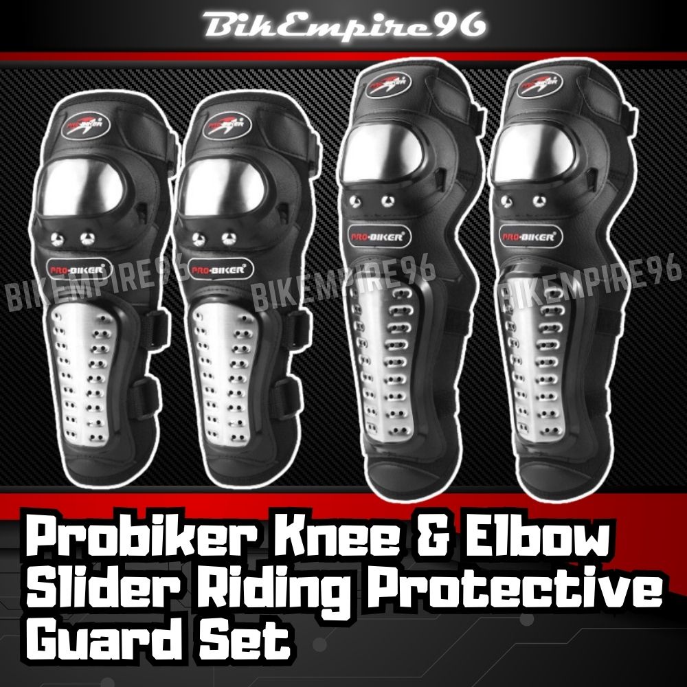 Probiker Knee & Elbow Slider Riding Protective Guard Set Stainless ...