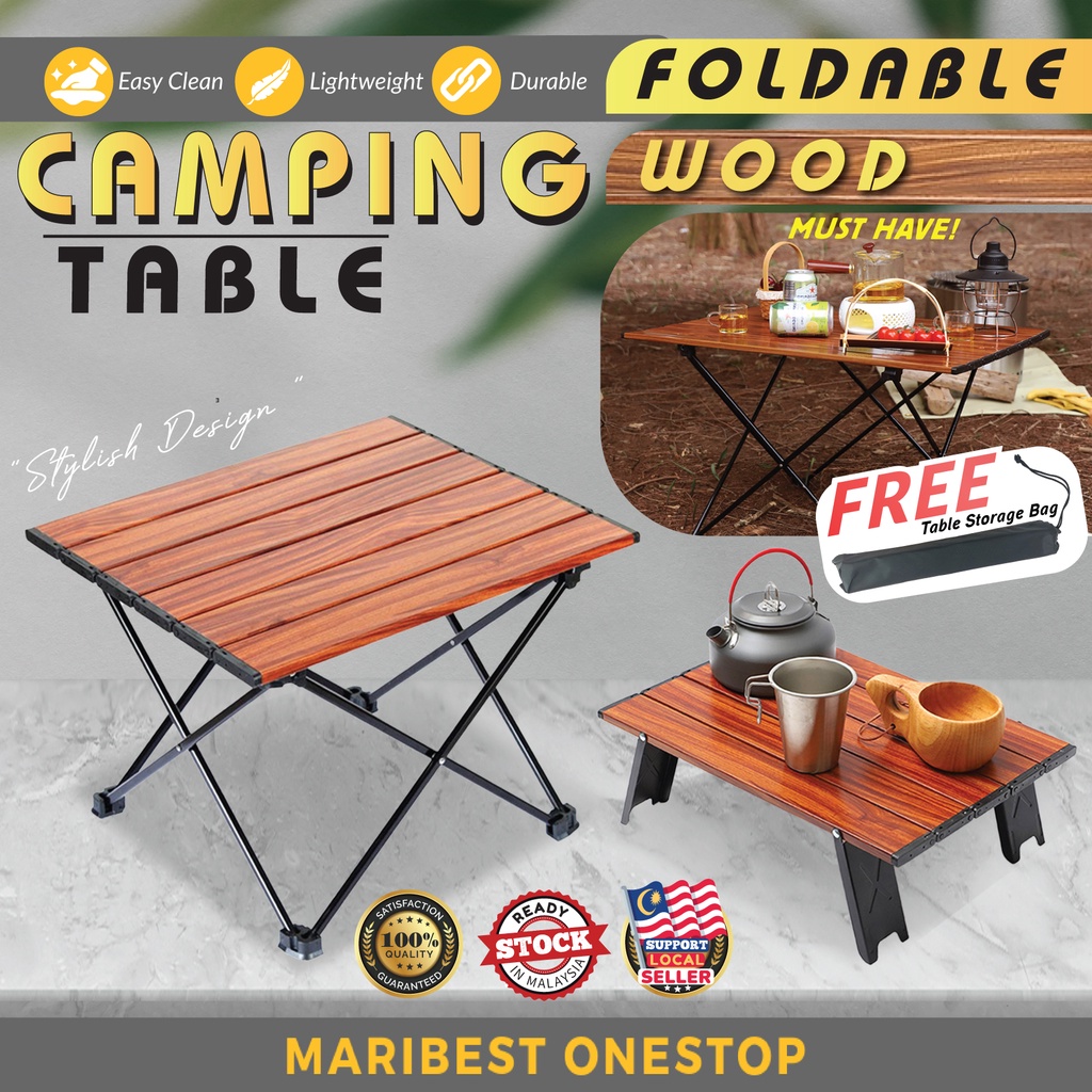 Foldable Wood Camping Table Folding Aluminium Picnic Dining