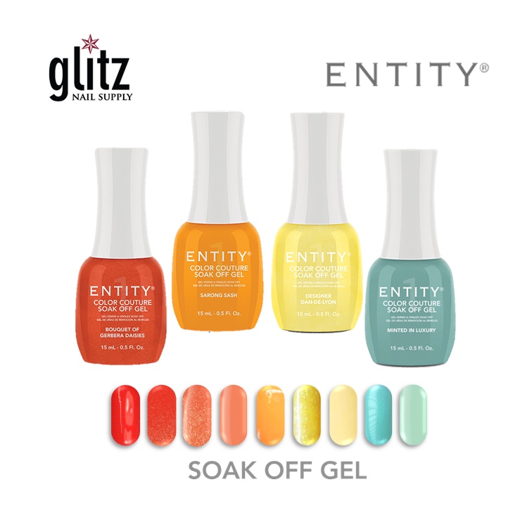 ENTITY Soak Off Gel Nail Polish Orange Yellow Green Colors (15ml ...