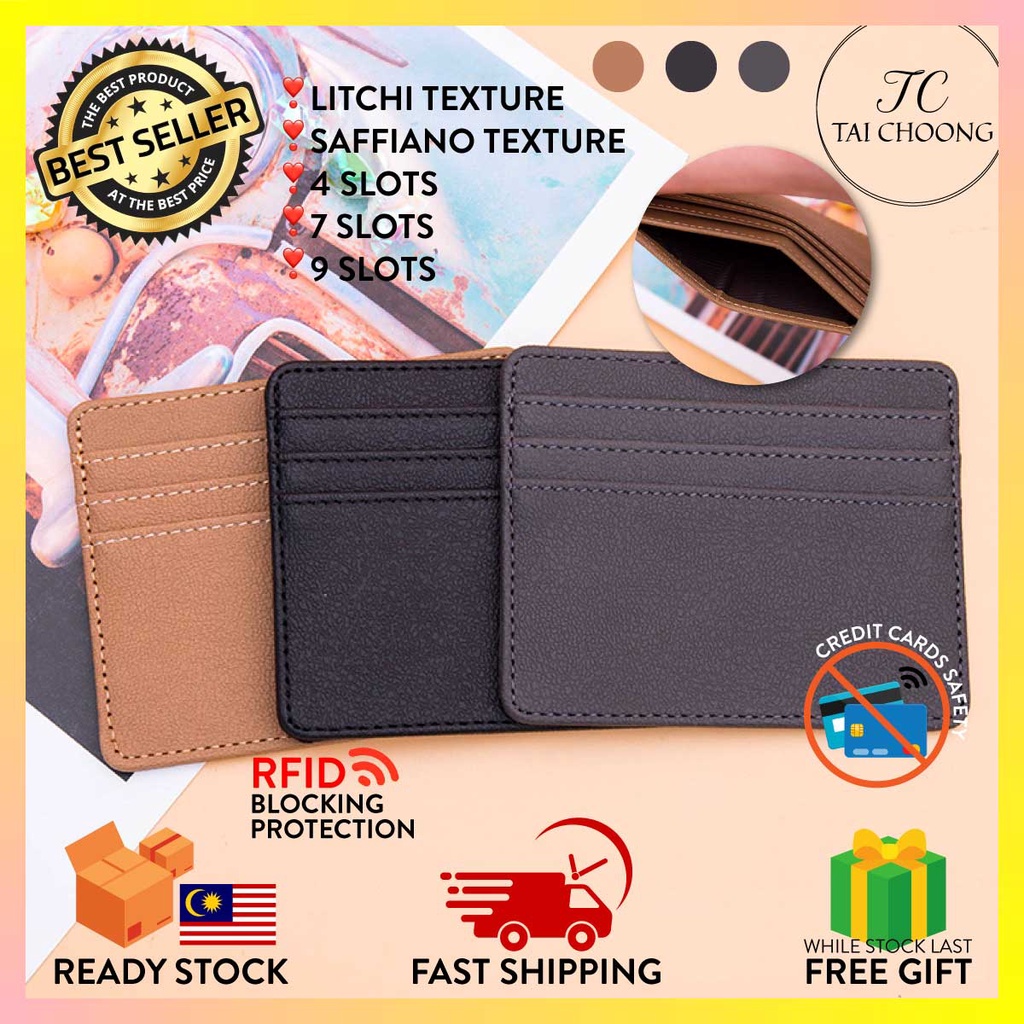 TC BW-007 Slim Card Holder PU Leather Horizontal Card Wallet With Multi ...