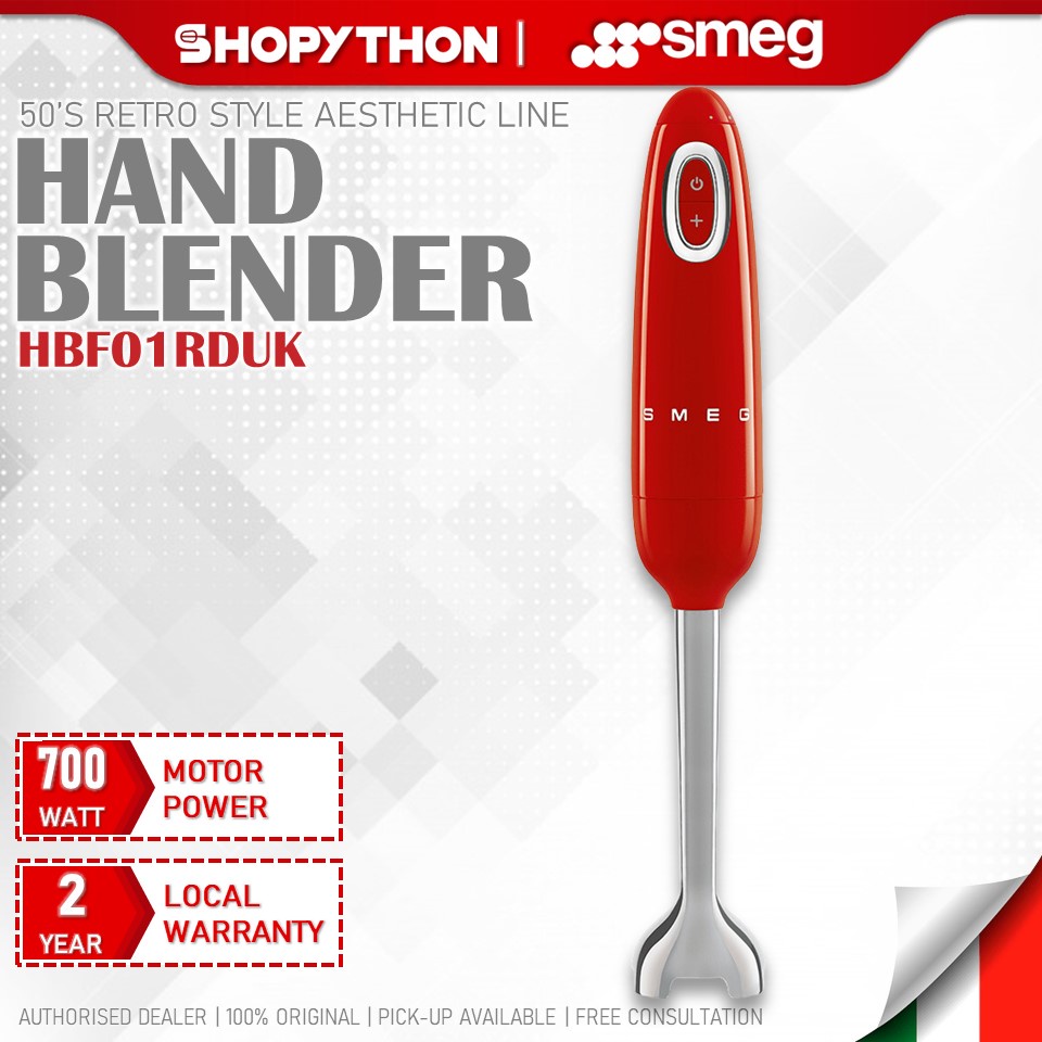 SMEG Hand Blender HBF01RDUK Red (700w) Stainless Steel Blade FlowBlend Turbo Speed Immersion