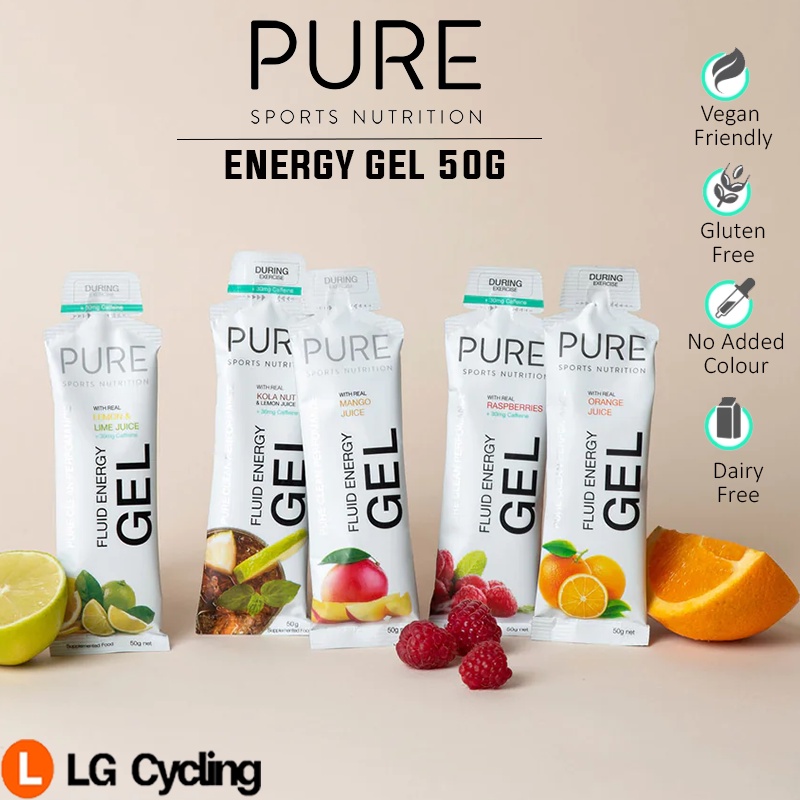 Pure Fluid Energy Gel 50g Assorted Flavour Sports Nutrition Bike