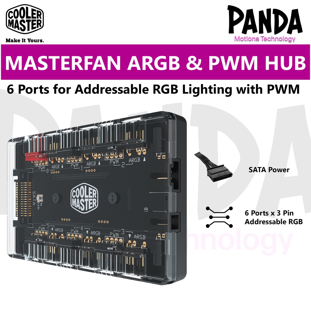 Cooler Master MasterFan ARGB & PWM Hub 6 Ports For Addressable RGB ...