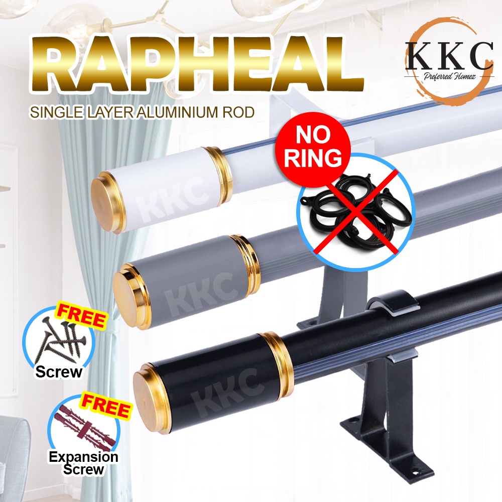 KKC RAPHEAL (No Ring) SINGLE Aluminium Curtain Rod/ Kayu Langsir Rod