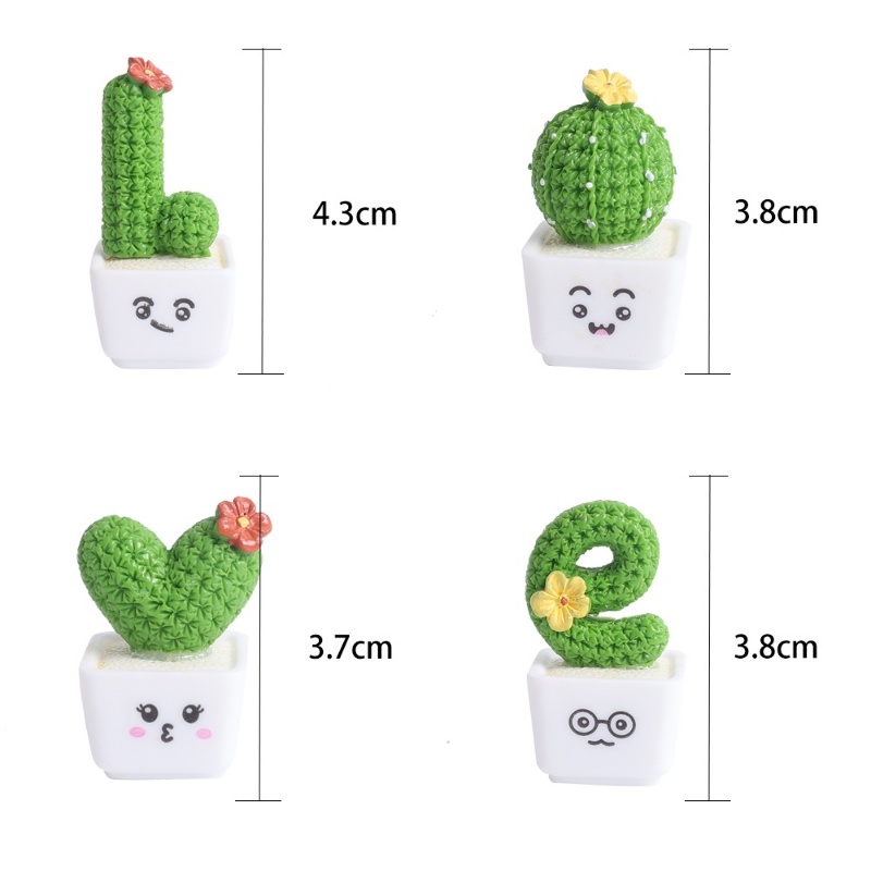 1/5Pcs Mini Resin Cactus Figurines Ornaments / Succulent Bonsai Decor ...