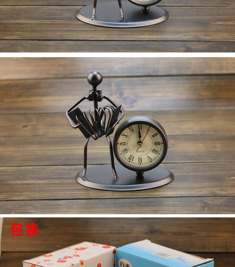 Vintage Retro Iron Table Clock - Battery Operated, Bronze Color, 11" X 9.45" Desk Or Wall Decor For Living Room, Office