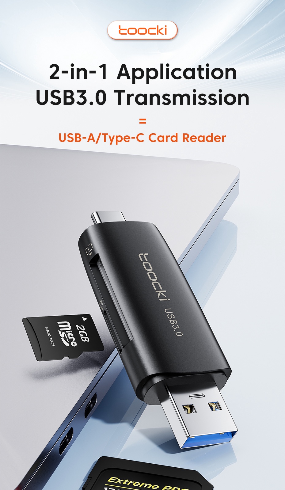 Toocki 2in1 USB3.0 Card Reader Type C USB To Micro SD TF 2TB Adapter