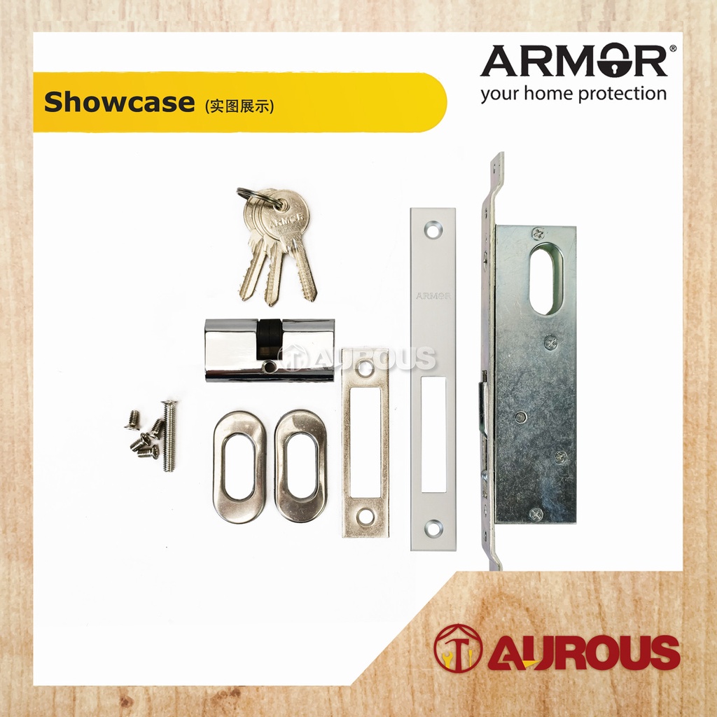 ARMOR STAINLESS STEEL HOOK LOCK SET WITH PROFILE CYLINDER ADL-41055 ...