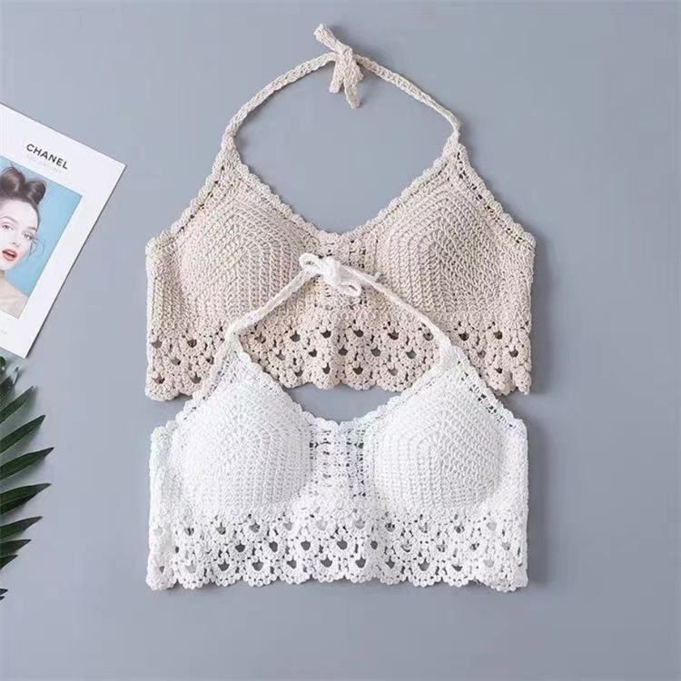 Women Beach Crop Tops Hollow Cover-Ups Perspective Tassel Sexy ...