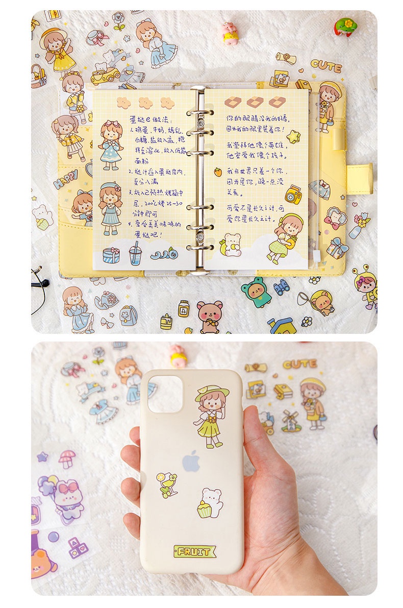 100Pcs Handbook Stickers Cute Cartoon Pattern Stickers 8 * 8cm PET ...