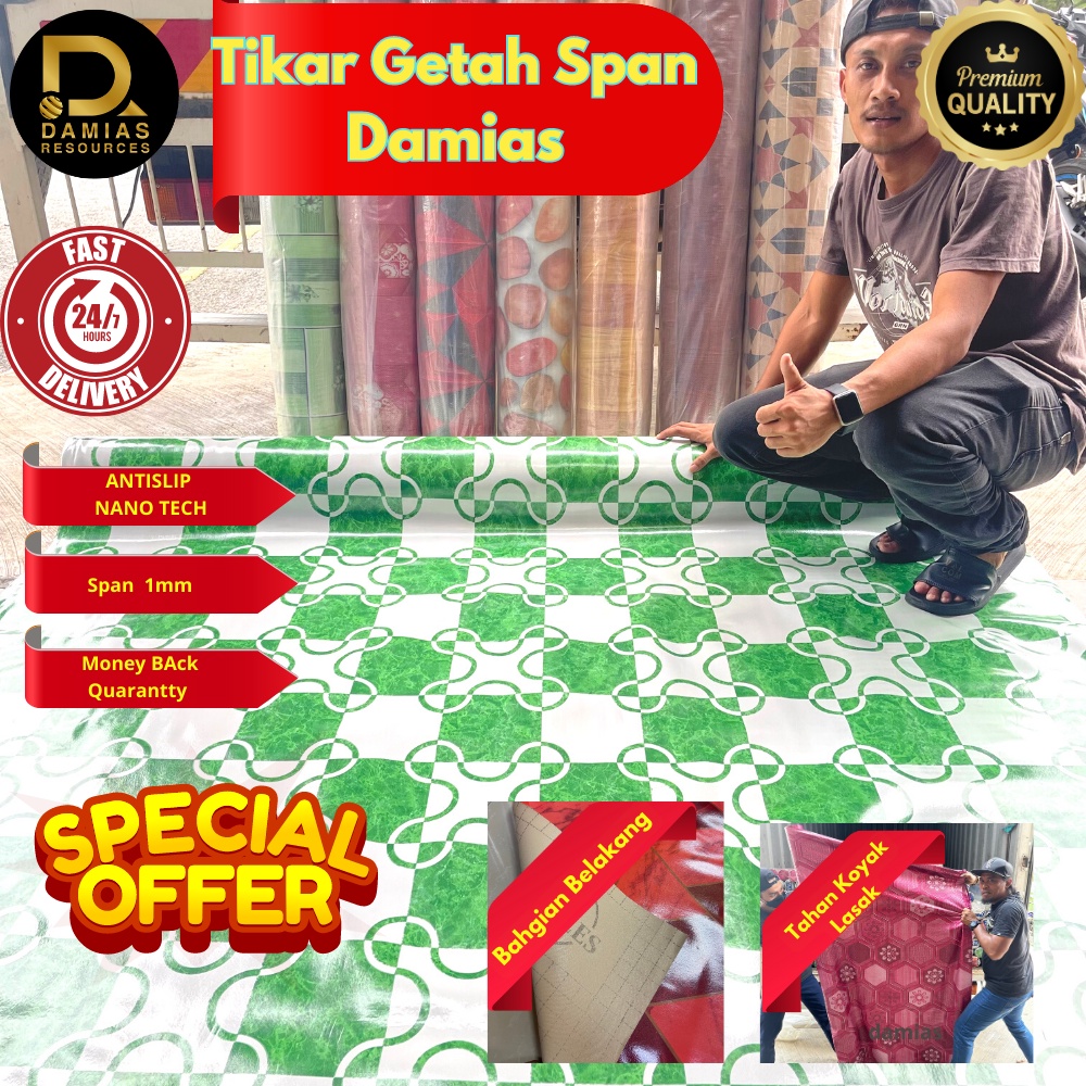 Tikar Getah Span IBNUSINA DECO (Size 1 Meter X 1.83 Meter Tebal 1mm ...