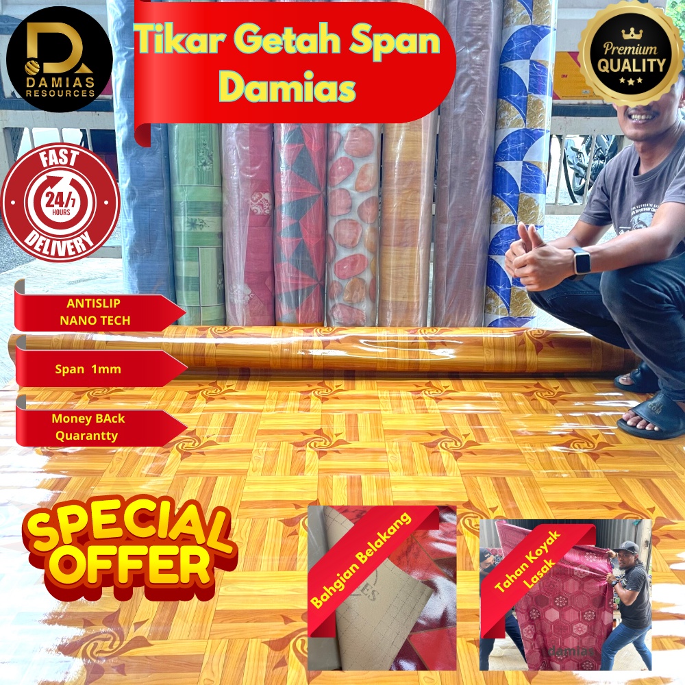 Tikar Getah Span FATIHA DECO (Size 1 Meter X 1.83 Meter Tebal 1mm) Span ...