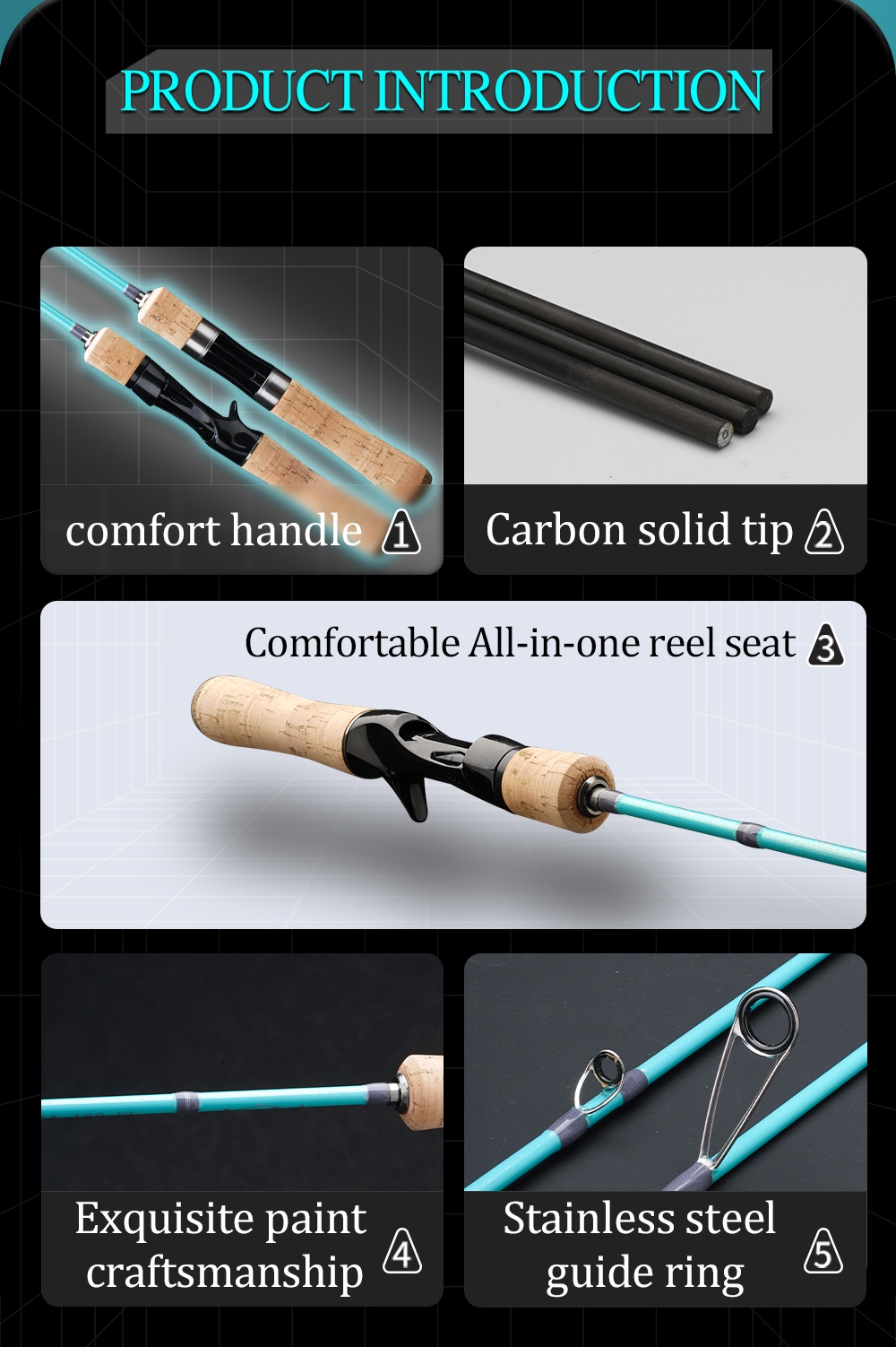 【NYA】1.35M/1.5M/1.68M/1.8M UL Solid Carbon Bait Casting/Spinning Ultra ...