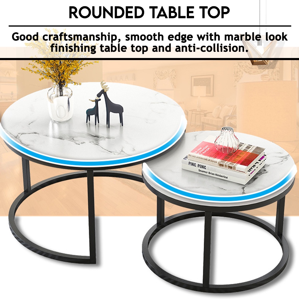 Innohut Double Coffee Table Round Table Meja Bulat Meja Kopi Living ...