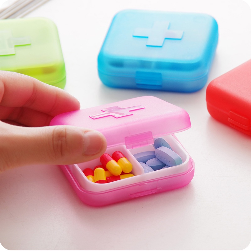 4 Slots Medicine Pill Box Case Portable Travel Compartment Mini Plastic ...