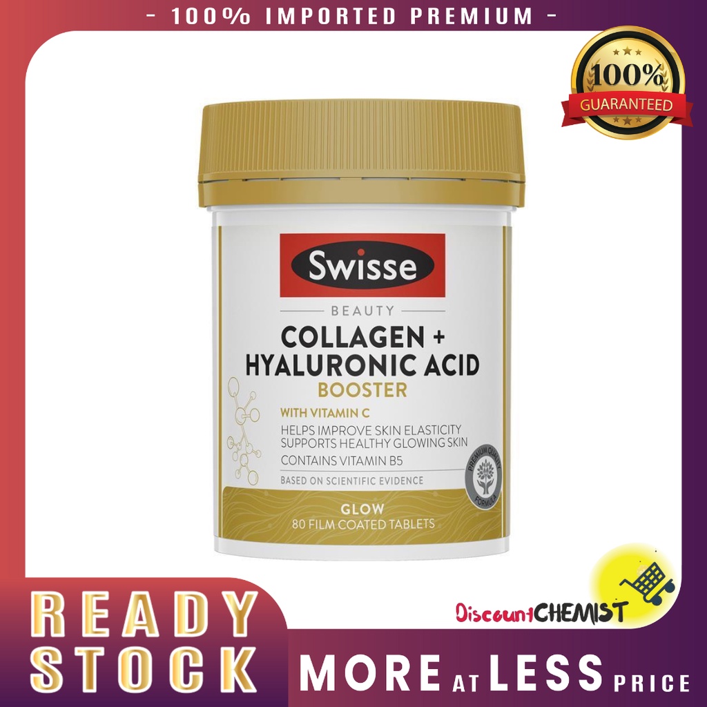 SWISSE Collagen + Hyaluronic Acid Booster (80 film coated tablets
