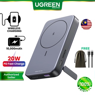 UGREEN Magnetic Battery 10,000mAh Battery Pack with Foldable Kickstand PD  20W 3 Ports Wireless Portable Power Bank Compatible with Magsafe iPhone