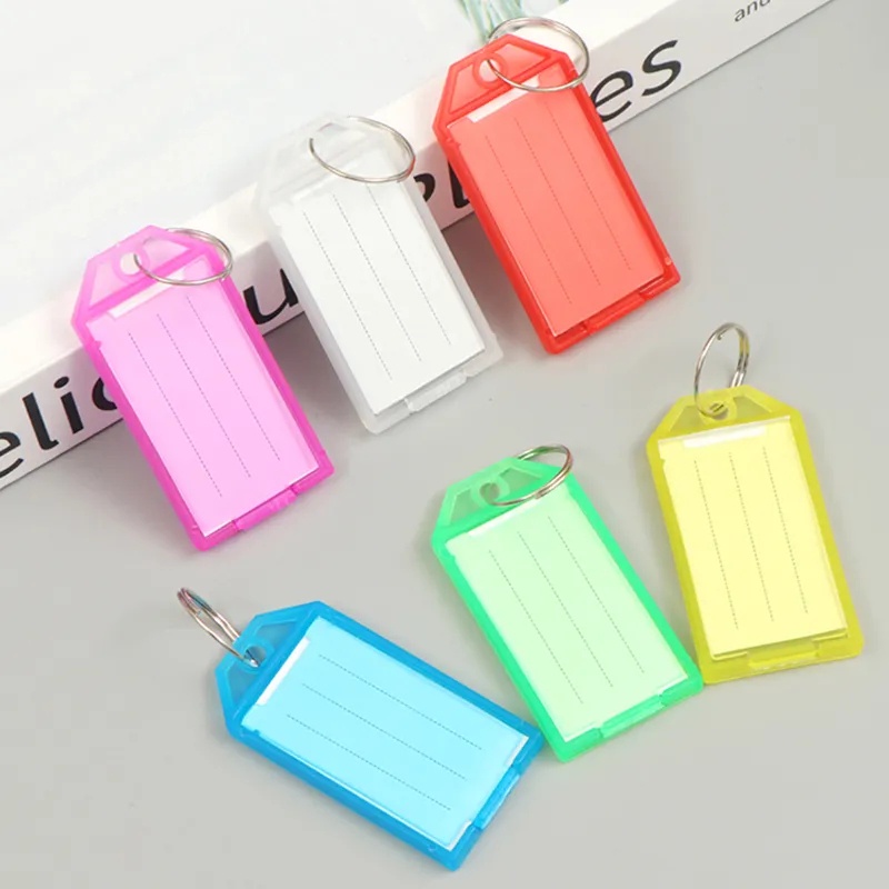 1Pc Random Plastic Key Tags with Flap Label/ Split Ring for DIY ID ...