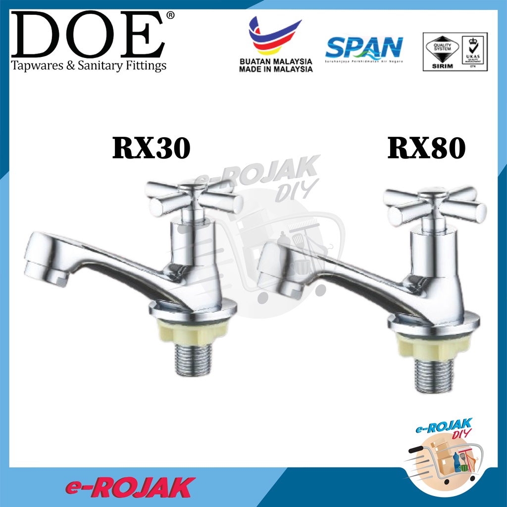 DOE RX30 / RX80 Basin Tap Basic Series Cross Handle Bathroom Basin Tap ...