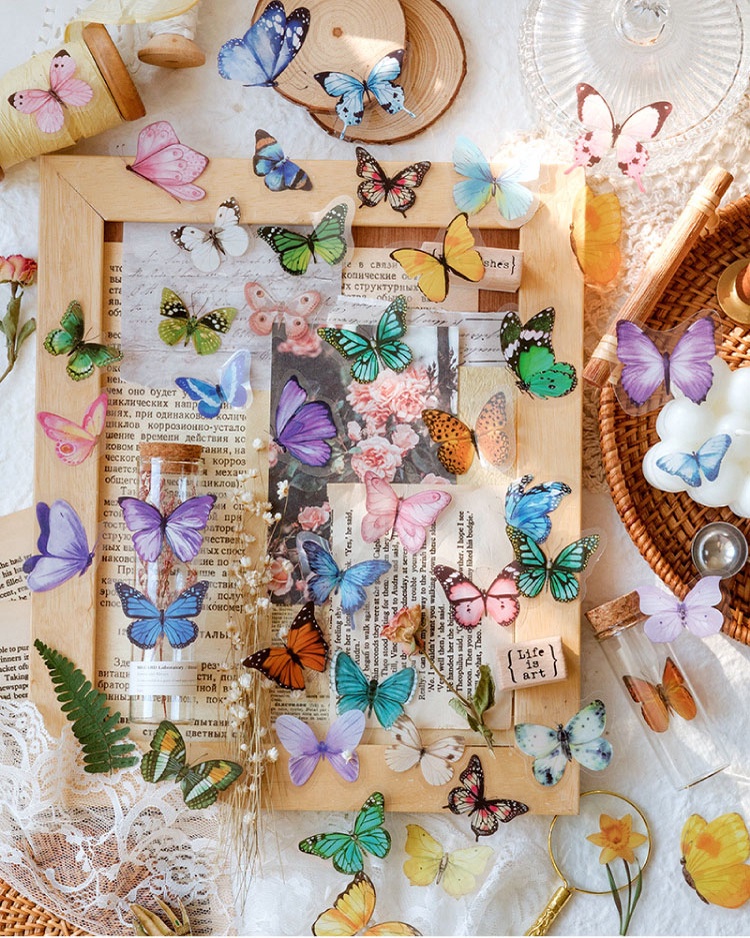 40pcs/set Butterfly Stickers Decorative DIY Art Collage Craft ...