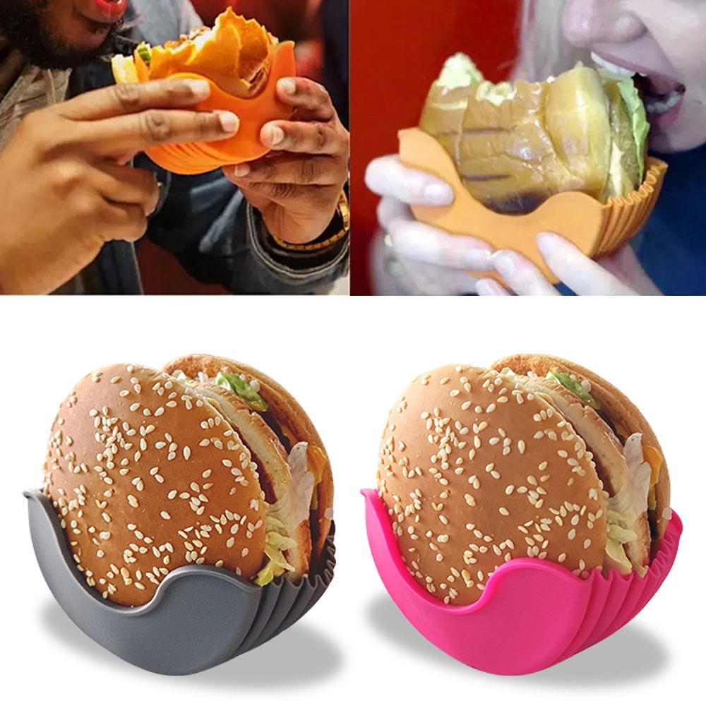 Silicone Burger Holder Hygienic Reusable Patty Hamburger Sandwiches Box ...