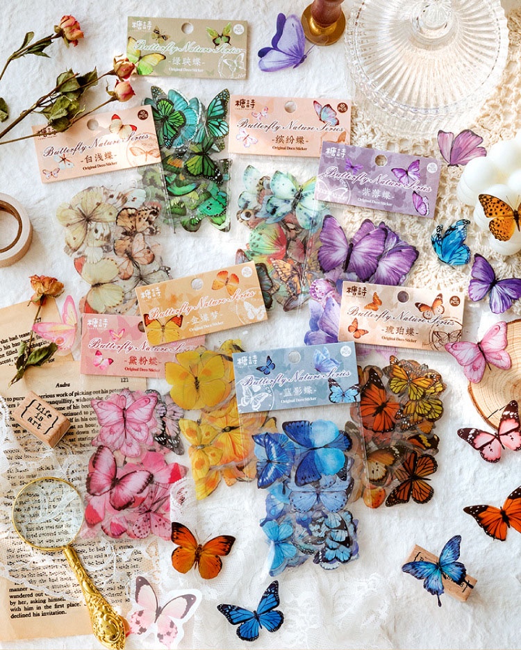 40pcs/set Butterfly Stickers Decorative DIY Art Collage Craft ...