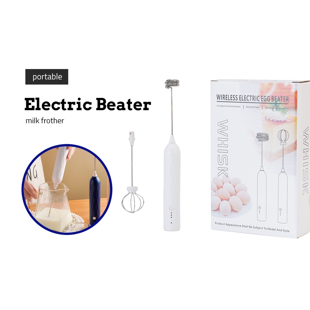 Bonsenkitchen Milk Frother Handheld, Electric Milk Foam Maker With Stainless Steel Whisk, Hand