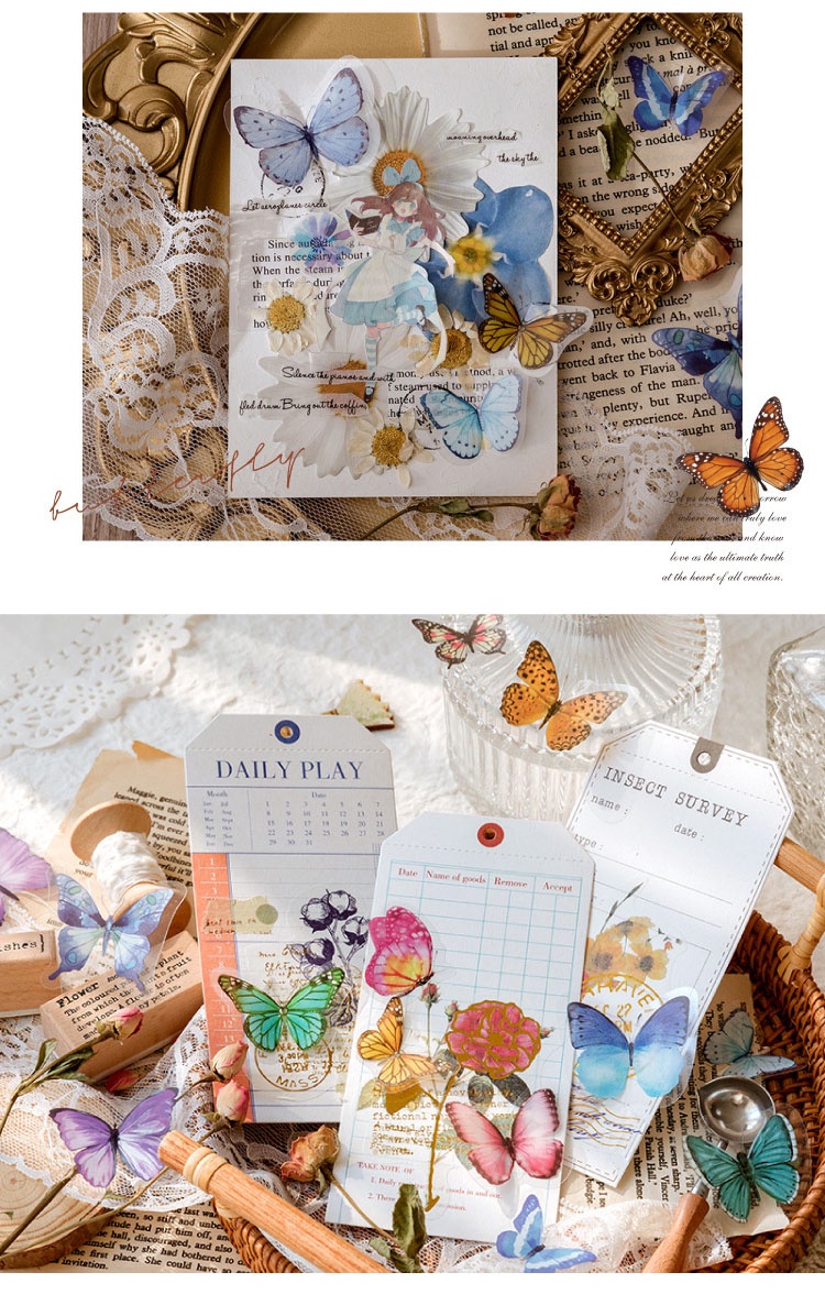 40pcs/set Butterfly Stickers Decorative DIY Art Collage Craft ...
