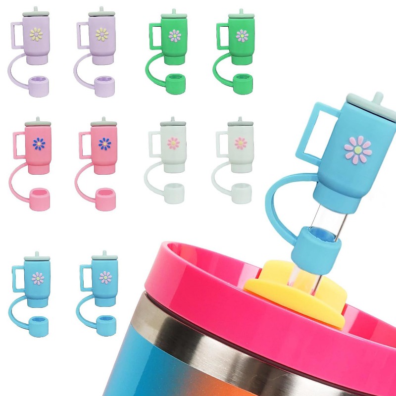 Reusable Drinking Dust Straw Protector Toppers / Straw Sealing Tools ...