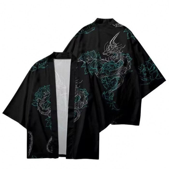 Traditional Samurai Kimono Men Japanese Anime Dragon 3D Printed Haori ...