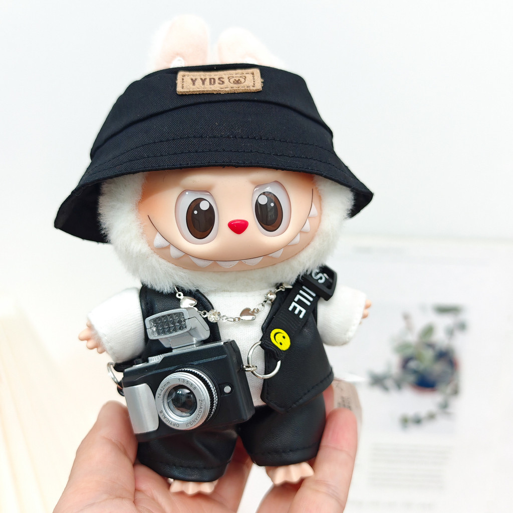 17cm Labubu Clothes Labubu Doll Vest Leather Pants Leather Skirt Suit ...