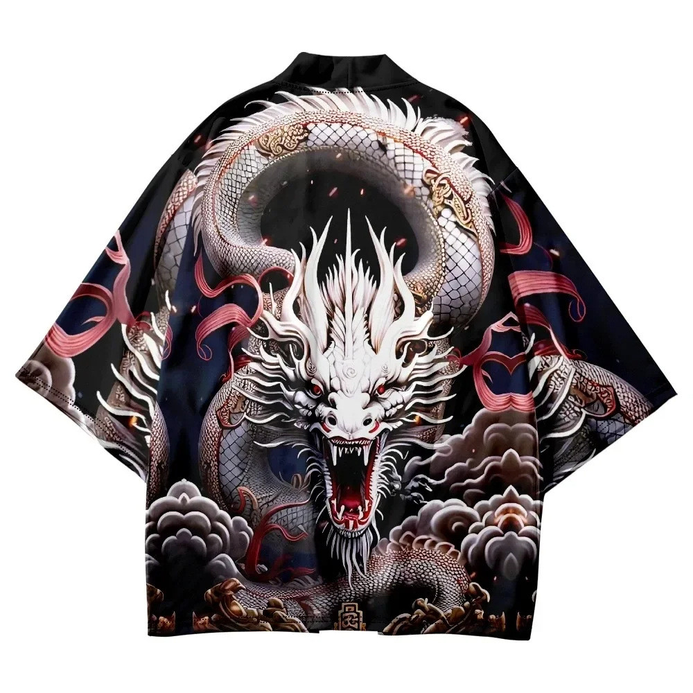 Traditional Samurai Kimono Men Japanese Anime Dragon 3D Printed Haori ...